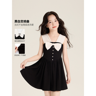 Amybaby女童裙子夏季2025新款法式小香千金风高级感吊带连衣裙