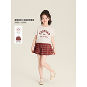 柔软舒适韩版 2025新款 洋气格子上衣半身裙 夏季 Amybaby女童套装