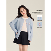 甜美多巴胺清新刺绣针织毛衣开衫 Amybaby女童上衣春季 2026新款