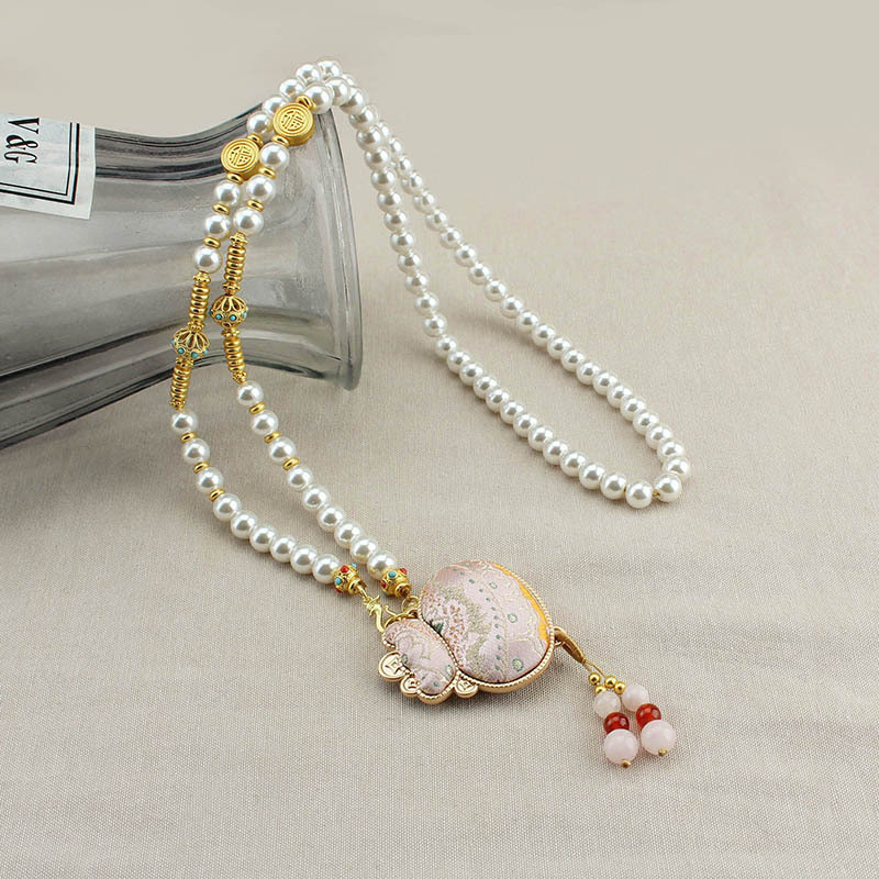 宋锦福袋项链女秋冬新款串珠珍珠新中式汉服旗袍国风配件挂件流苏,饰品/流行首饰/时尚饰品新,项链,淘宝优惠券,粉丝福利购,淘宝优惠卷