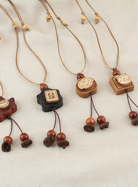 咖啡豆元宝小熊狗狗项链可转动小众设计高级感串珠毛衣链挂脖配饰