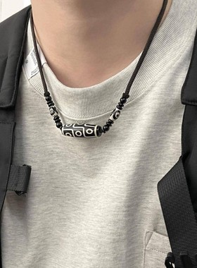 新中式天珠串珠项链男女简约中国风毛衣链高级感复古潮配饰挂件链