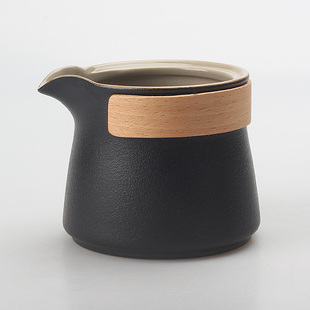 限量处理黑陶公道杯防烫手竹套手抓分茶杯210ml功夫茶具创意复古