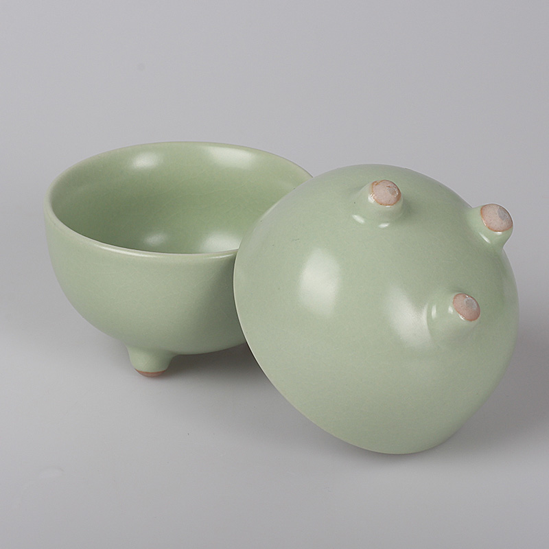 诚美真复古开片汝瓷瓷茶杯