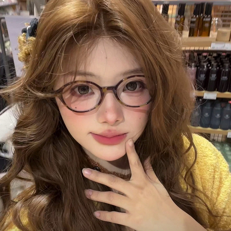 韩系复古玳瑁书呆子眼镜近视女