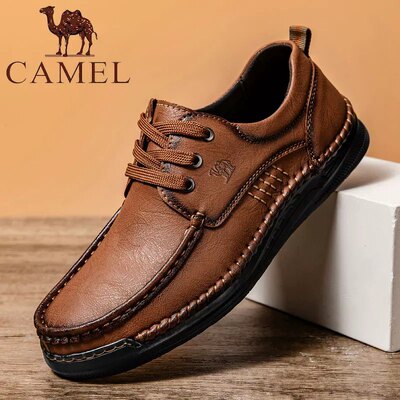 骆驼真皮软底透气防滑耐磨男鞋