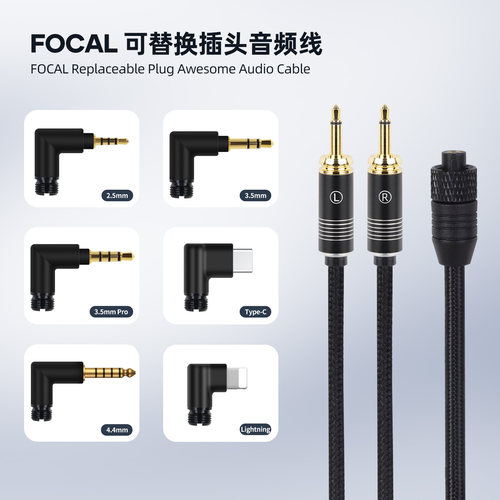 OKCSC可更换插头耳机音频线适用FOCAL/GLEARMG/CELESTEE/STELLIA