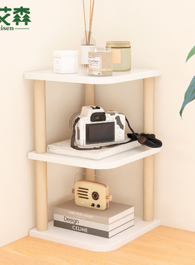 桌面置物架转角办公桌上三角迷你分层架简易木质拐角书桌收纳架子