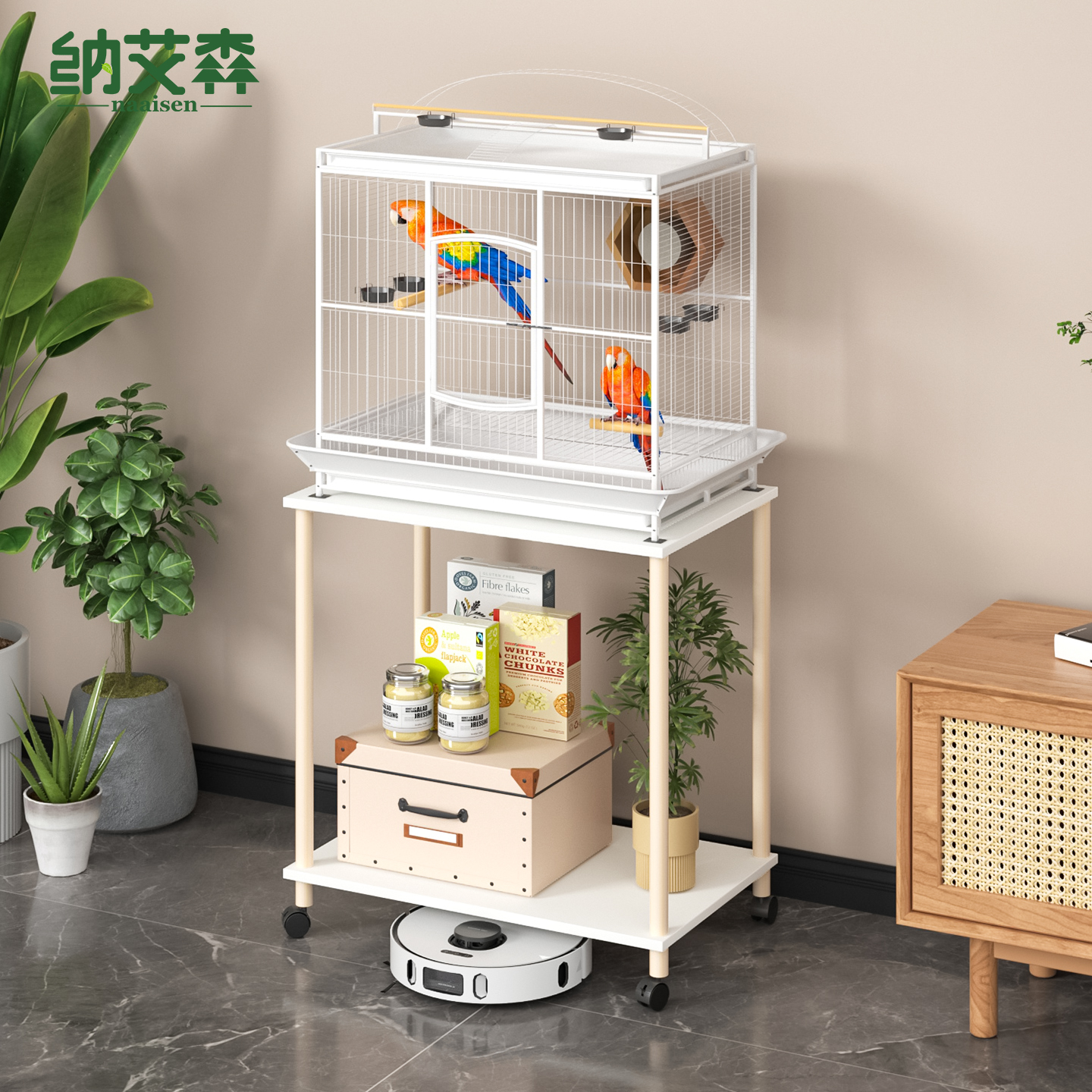 鸟笼置物架落地可移动摆放架