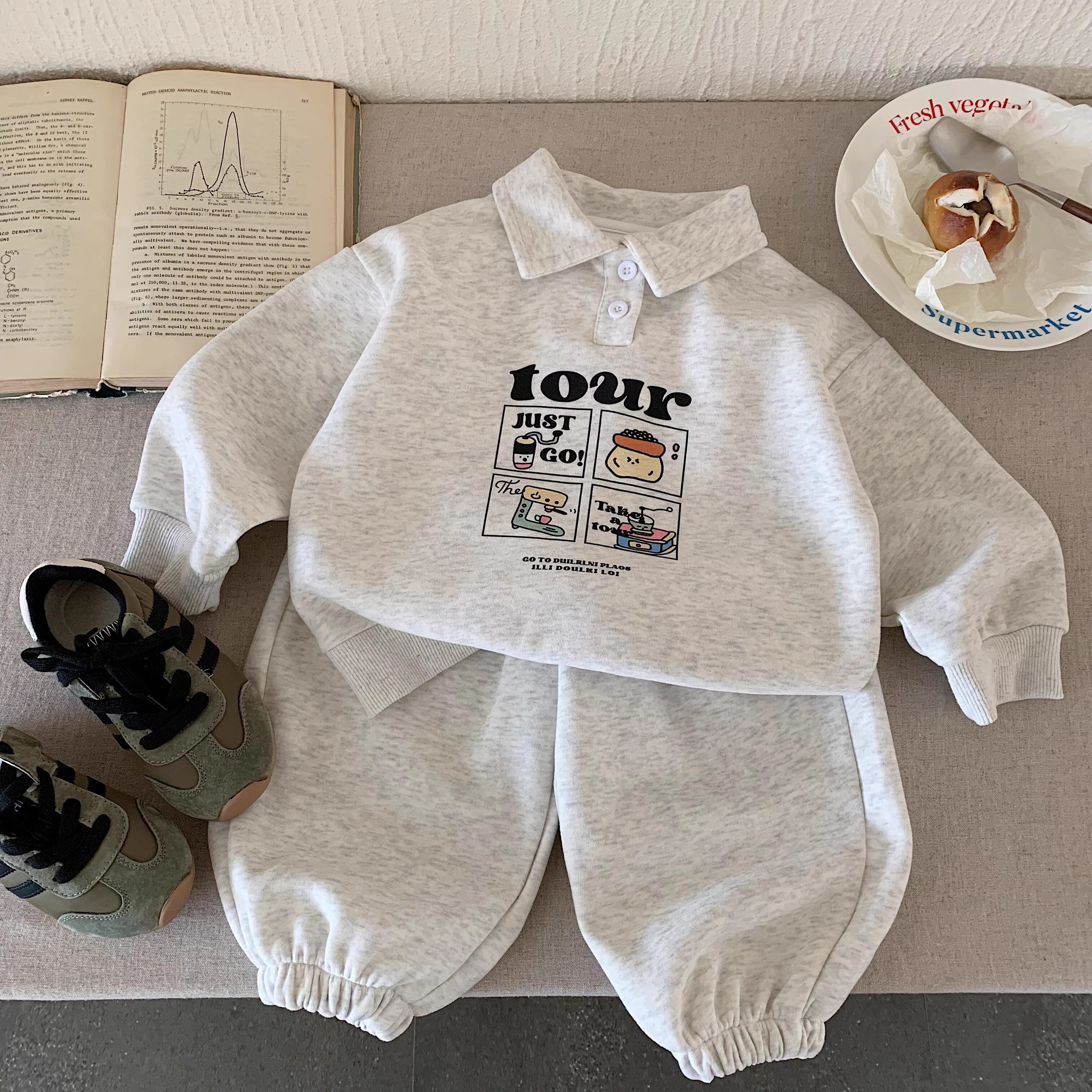 2026新款儿童时尚卫衣套装春秋男宝宝韩版POLO衫洋气休闲两件套潮