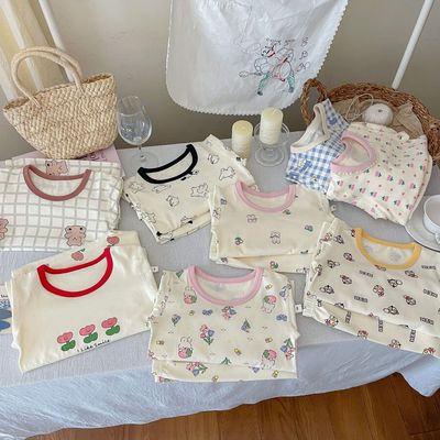 男女童纯棉保暖内衣套装家居服