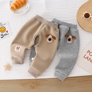 宝宝加绒裤 外穿男女婴儿开裆裤 1一2岁婴幼儿童保暖卫裤 子春秋冬季