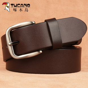 啄木鸟头层牛皮男士 腰带 加长皮带真皮145cm胖子针扣裤