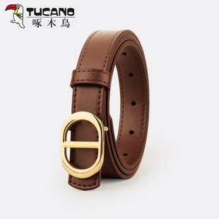 啄木鸟皮带女真皮腰带装饰裙子休闲百配牛仔裤装饰设计感2026新款