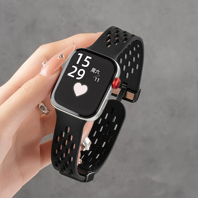 适用于华为fit5表带fit4/5pro硅胶透气多孔磁吸折叠扣腕带智能运动手表FIT3时尚替换男女同款夏季高级感配件