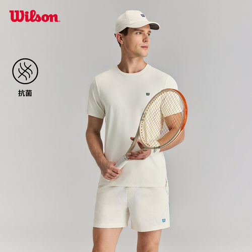 Wilson威尔胜26年夏季新款男士圆领抗菌透气运动针织网球短袖T恤