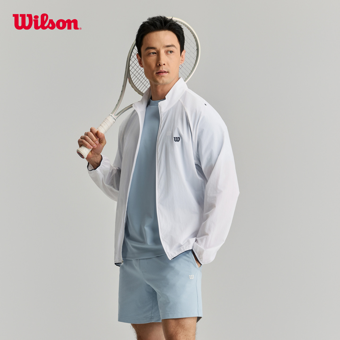 Wilson威尔胜26年春新款男士轻量可收纳拉链立领网球运动梭织外套