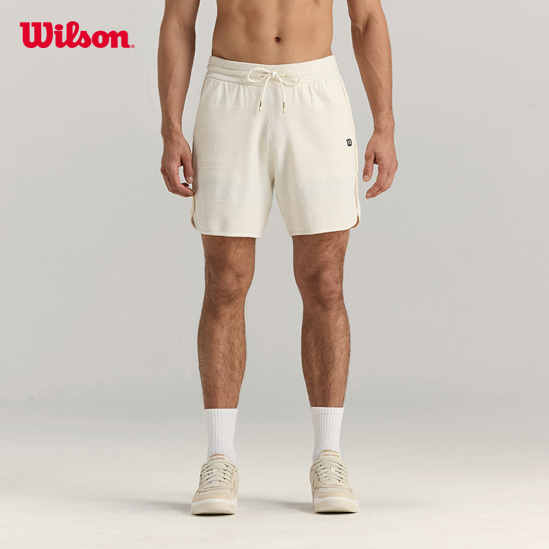 Wilson威尔胜官方夏季男士亲肤舒适百搭复古毛织网球运动针织短裤,运动服/休闲服装,运动中长裤／短裤,淘宝优惠券,粉丝福利购,淘宝优惠卷