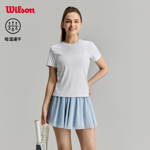 Wilson威尔胜26夏新款女士吸湿速干修身圆领网球运动百搭短袖T恤