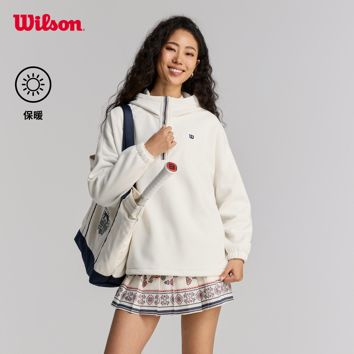 Wilson威尔胜26年秋季女士拉绒面料保暖百搭宽松网球运动连帽卫衣