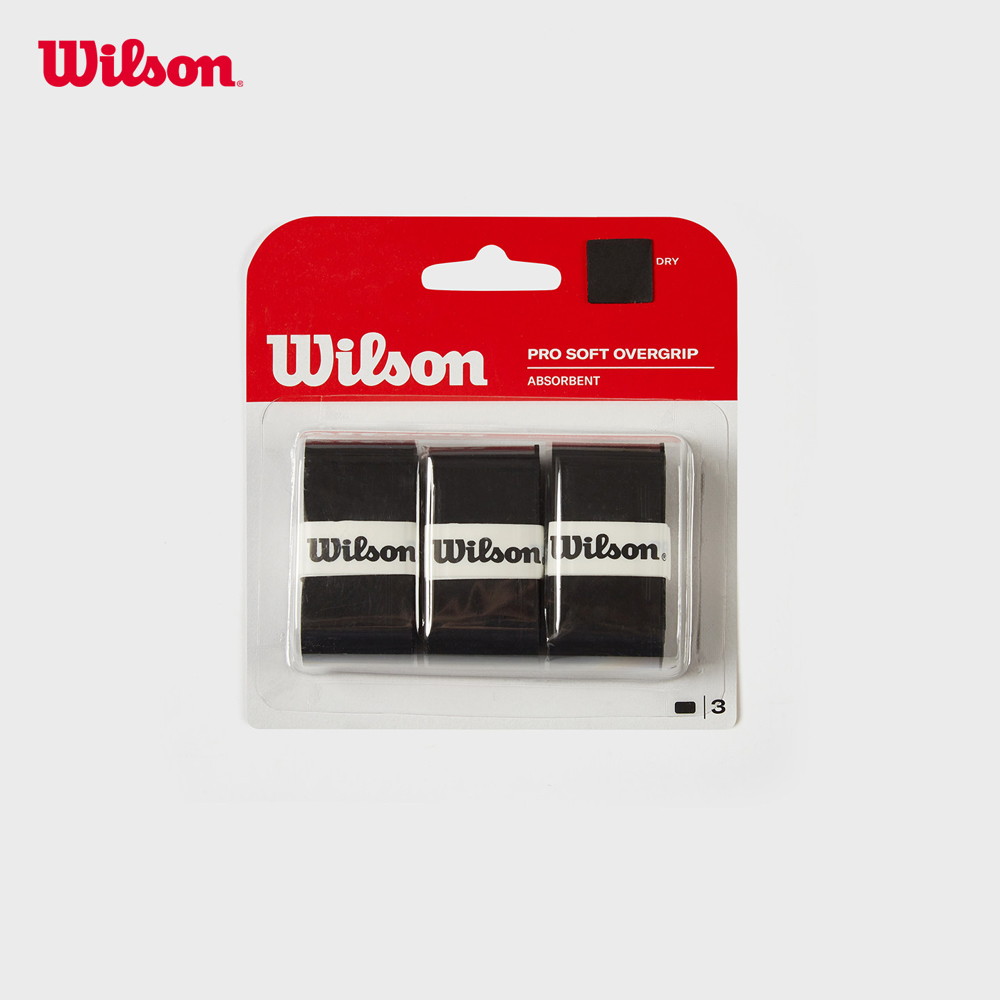 Wilson威尔胜网球配件红白黑吸汗带纹理舒适干性手胶3只装盒装