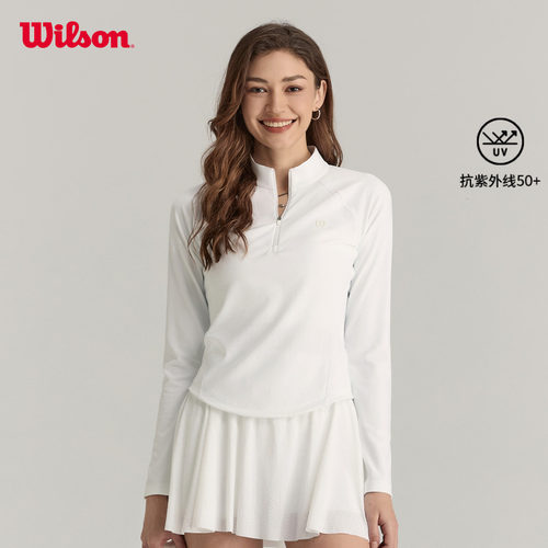 Wilson威尔胜官方春季女士修身运动冲孔透气网球运动针织长袖T恤