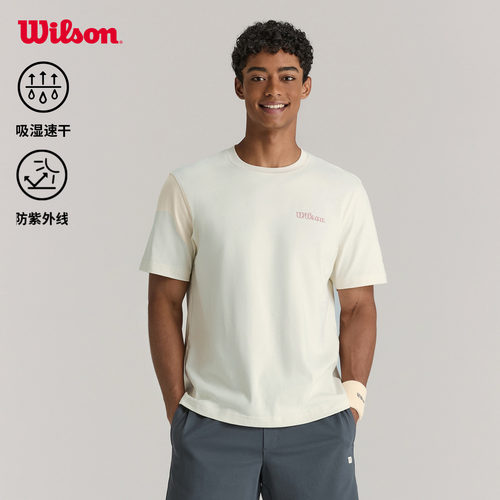 Wilson威尔胜官方夏季男士网球运动宽松舒适棉质百搭针织短袖T恤
