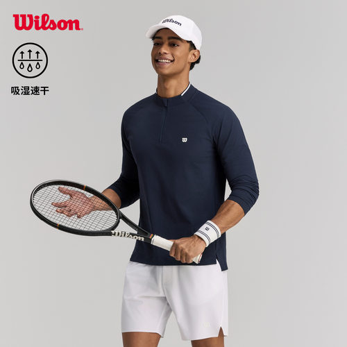 Wilson威尔胜官方26年春季新款男士吸湿速干轻薄半拉链网球长袖T
