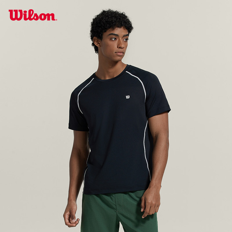 wilson威尔胜官方夏季男士crews弹力吸汗速干网球运动百搭短袖t恤