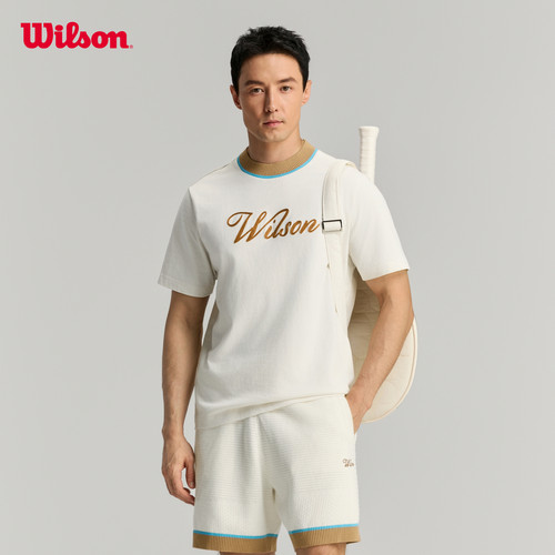 Wilson威尔胜26年夏季新款男士复古刺绣宽松舒适网球运动短袖T恤