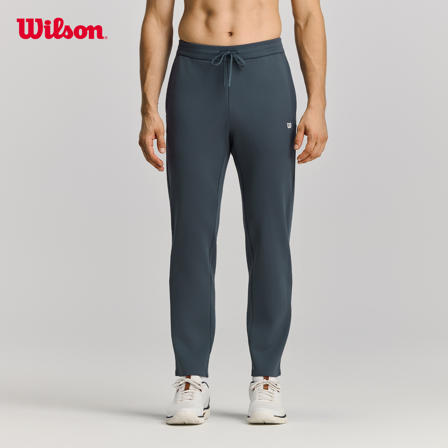 Wilson威尔胜秋季男士网球运动飞织工艺腰部抽绳简约针织长裤