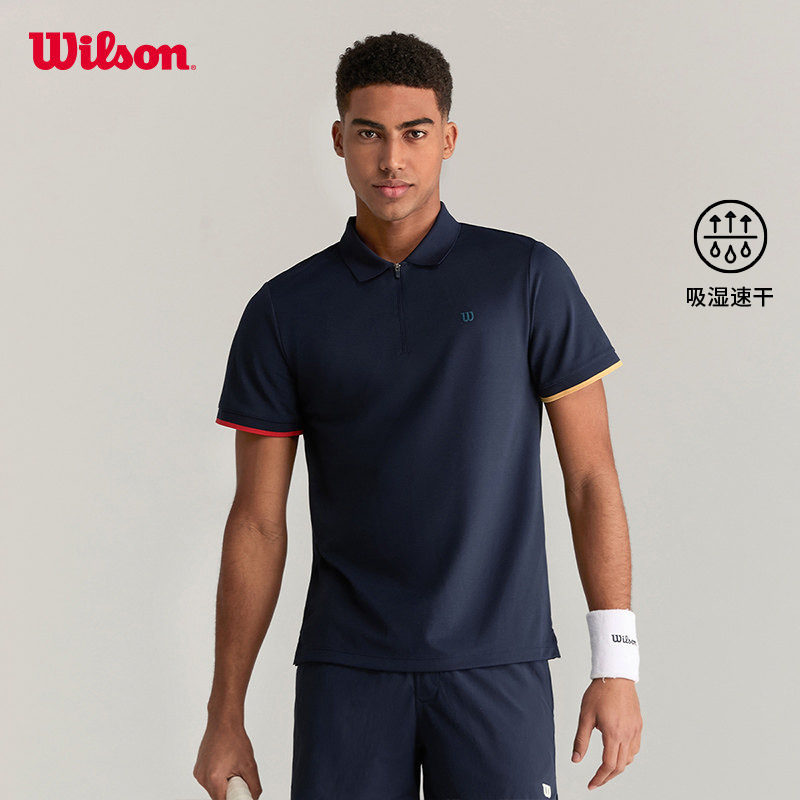 Wilson威尔胜官方夏季男士撞色吸湿速干网球运动针织短袖POLO衫