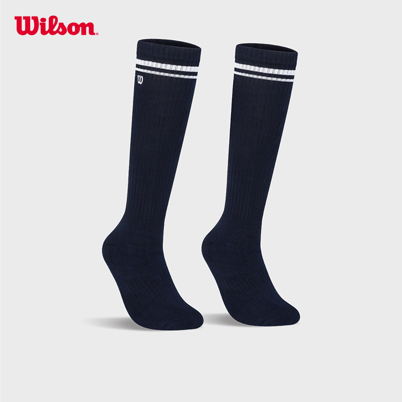 Wilson威尔胜男女运动袜子舒适网球高筒罗纹贴合百搭休闲及膝袜子