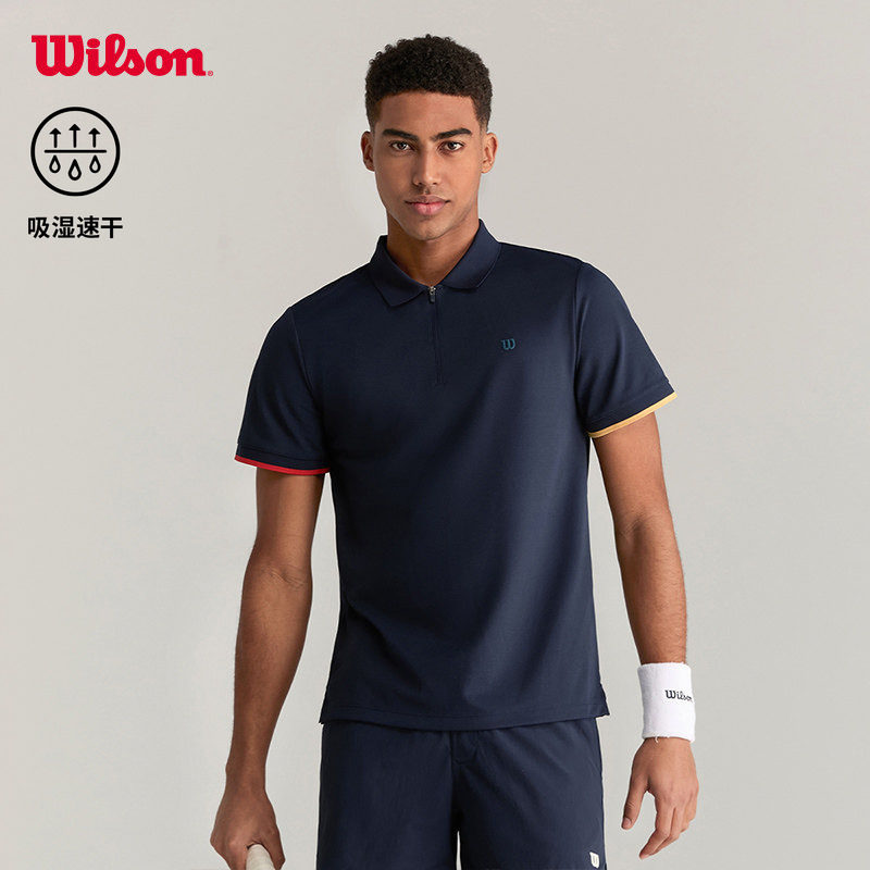 Wilson威尔胜官方夏季男士撞色吸湿速干网球运动针织短袖POLO衫