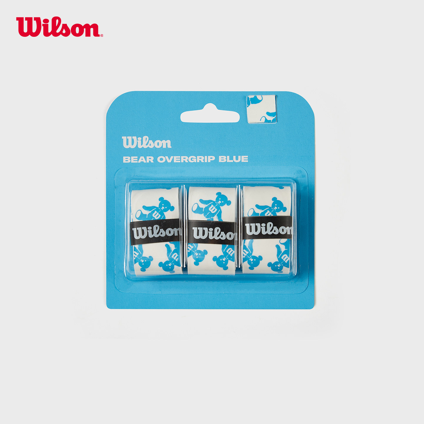Wilson威尔胜小熊图案网球配件红蓝吸汗带舒适防滑粘性手胶3只装