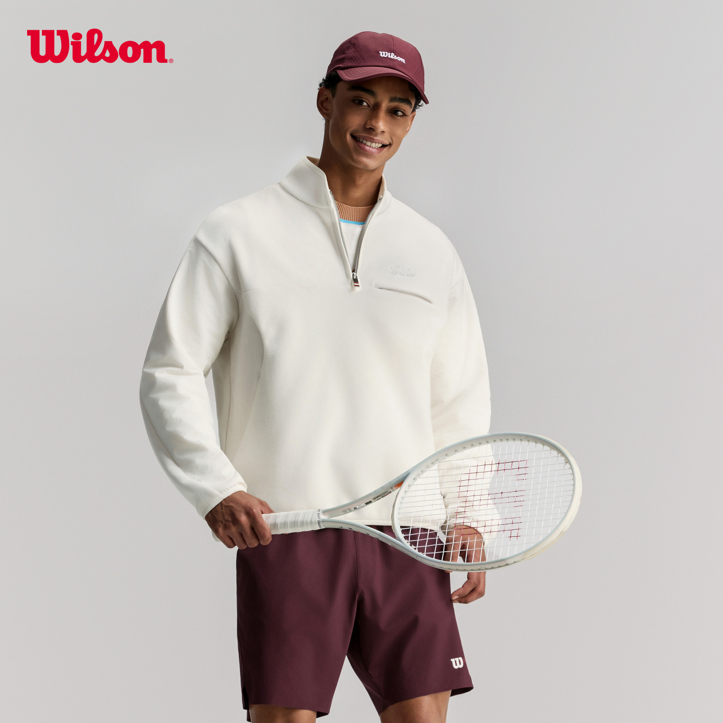 Wilson威尔胜官方26年春季新款男士抓绒防风保暖网球针织运动卫衣,运动服/休闲服装,运动卫衣/套头衫,淘宝优惠券,粉丝福利购,淘宝优惠卷