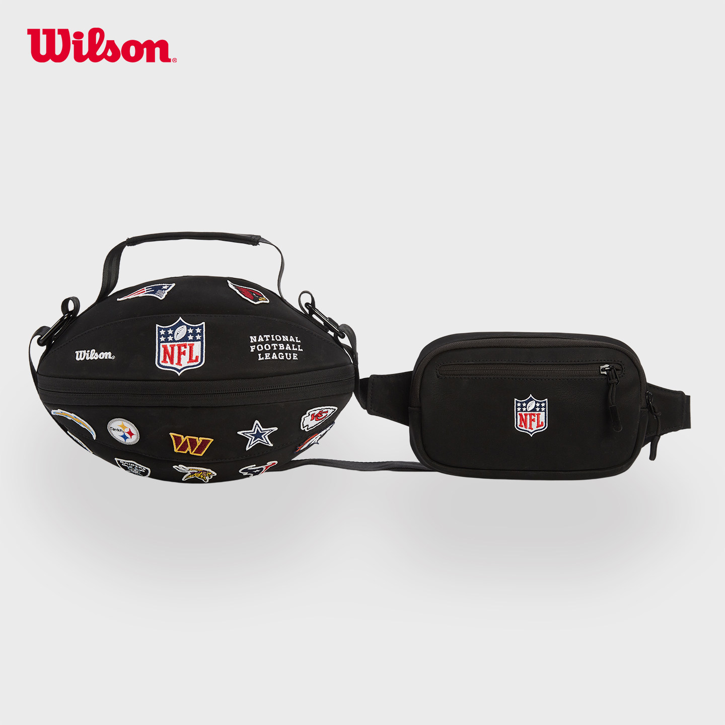 Wilson威尔胜官方NFL全队徽刺绣双拉链二合一结构橄榄球配件包图片
