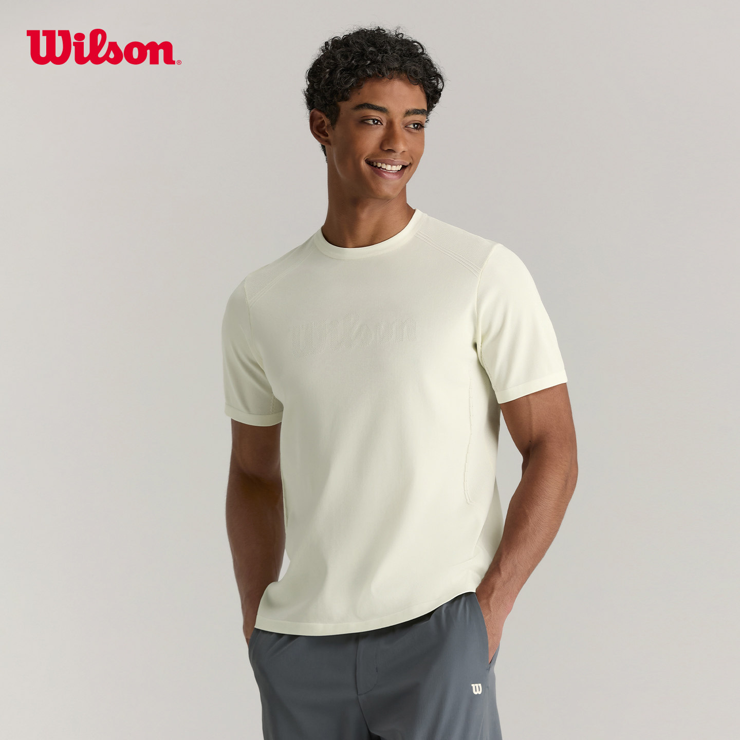 Wilson威尔胜夏季男士简约飞织工艺亲肤百搭舒适网球运动短袖T恤