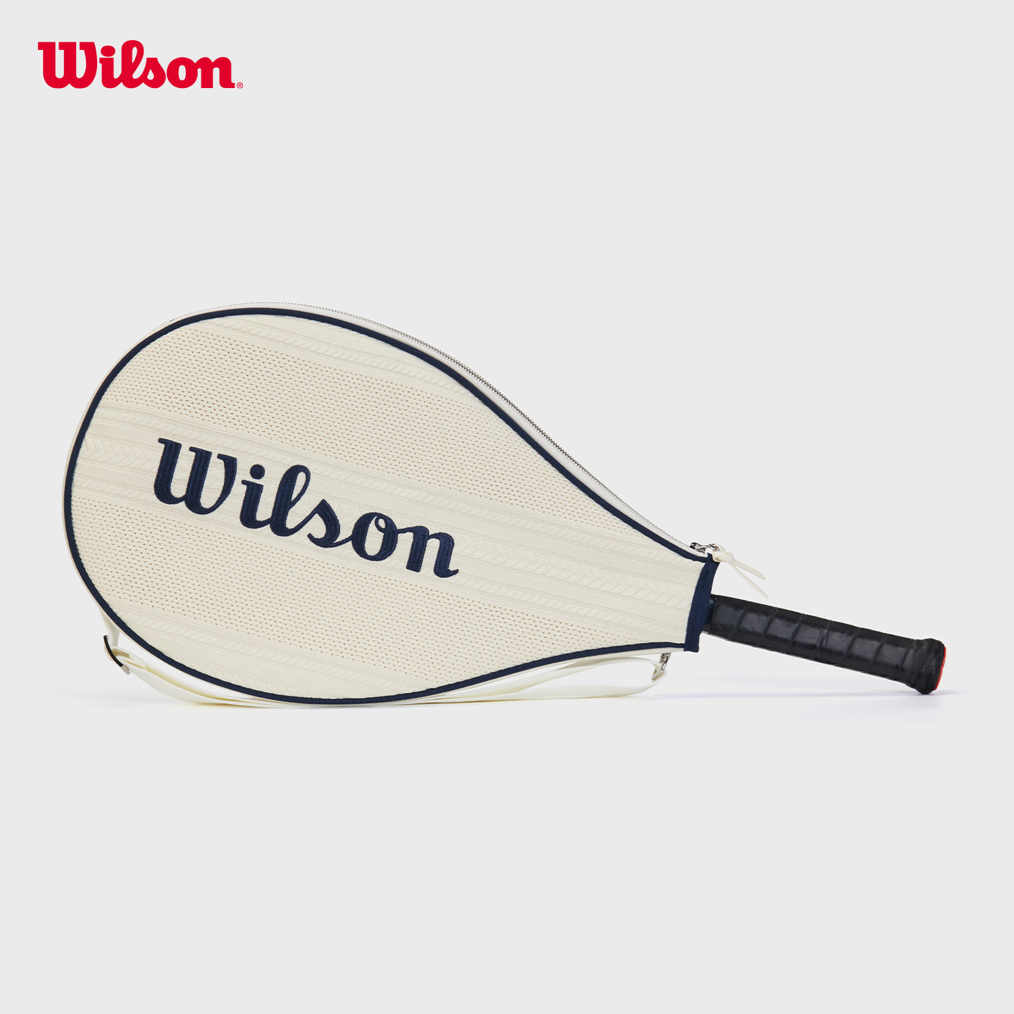 Wilson威尔胜26年款一体织经典刺绣LOGO拍套金属拉链网球运动挎包
