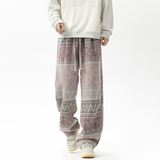 脏脏风裤子男款秋冬民族风提花阔腿裤vintage直筒休闲裤D588/P55，男装民族服装，星座206（原A221）