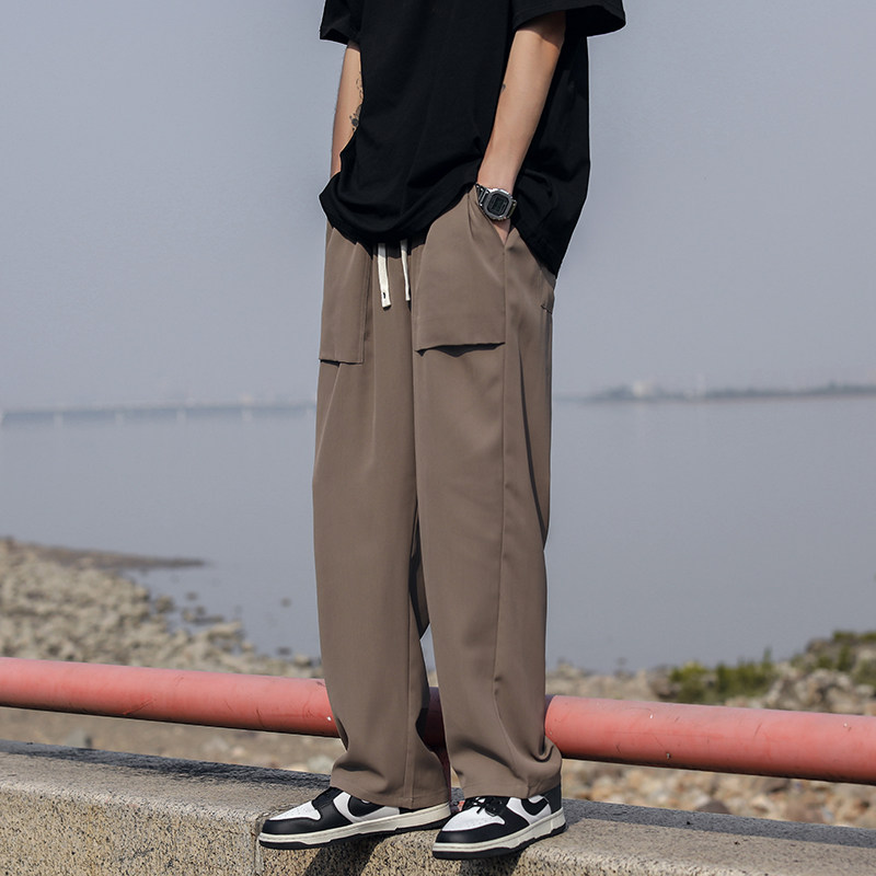 夏季薄款垂坠休闲裤男冰丝感宽松直筒长裤透气裤子百搭D511/P40,男装休闲裤,星座206（原A221）