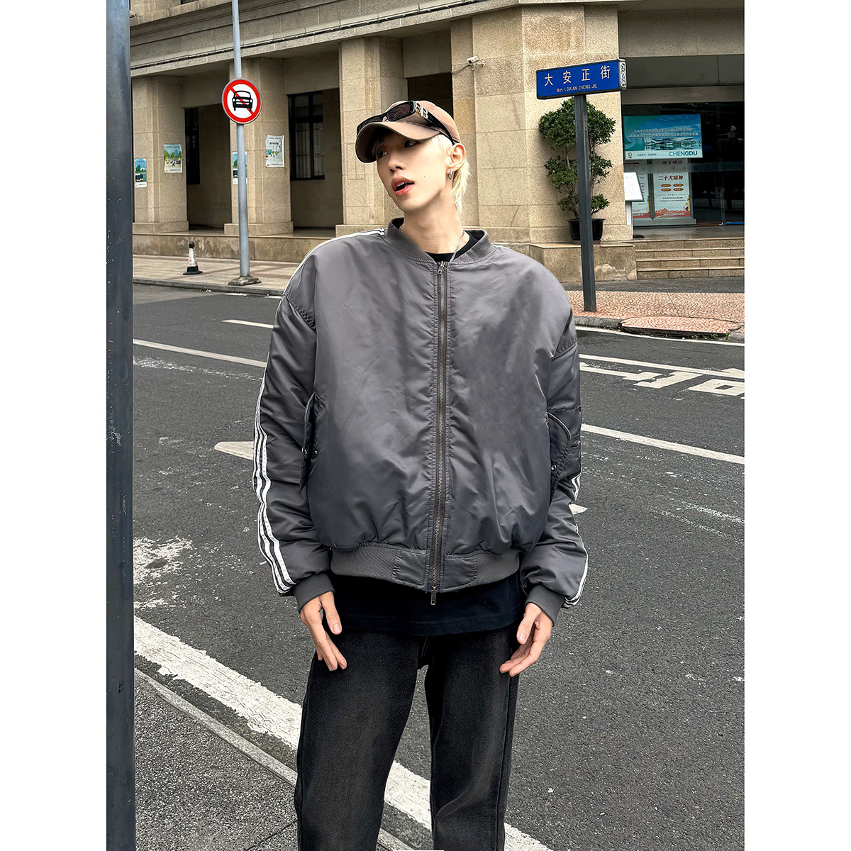 平替巴黎三条杠运动休闲外套男女美式拉链开衫夹克棉服M07/P118,男装夹克,星座206（原A221）