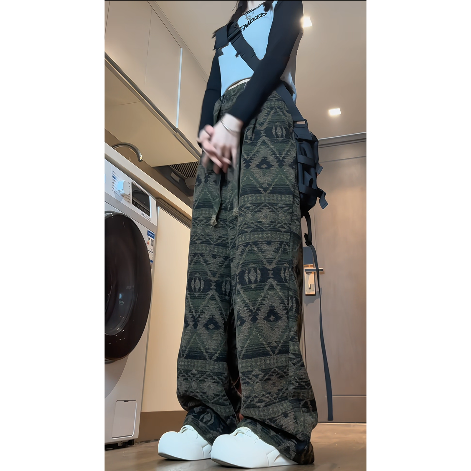 羊毛混纺毛呢格子裤情侣秋冬季阔腿宽松休闲直筒裤子D588/P55，男装休闲裤，星座206（原A221）