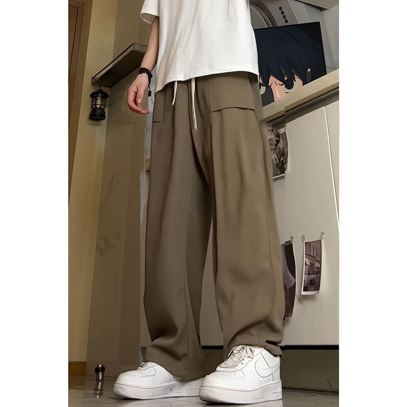 冰丝休闲裤子男夏季宽松直筒垂感潮流运动薄款阔腿长裤子D511/P40图片