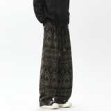 脏脏风裤子男款秋冬民族风提花阔腿裤vintage直筒休闲裤D588/P55，男装民族服装，星座206（原A221）