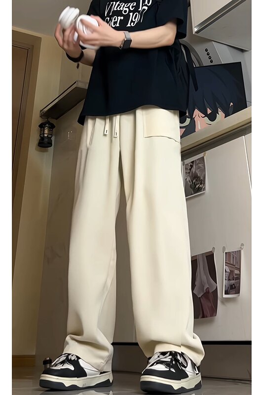 冰丝立体口袋裤子男夏季2026新款潮牌宽松垂感休闲阔腿裤D511/P40,男装休闲裤,星座206（原A221）