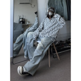 潮牌情侣美式冰淇淋彩点重磅连帽卫衣宽松拉链开衫外套W11/P70，女装短外套，星座206（原A221）