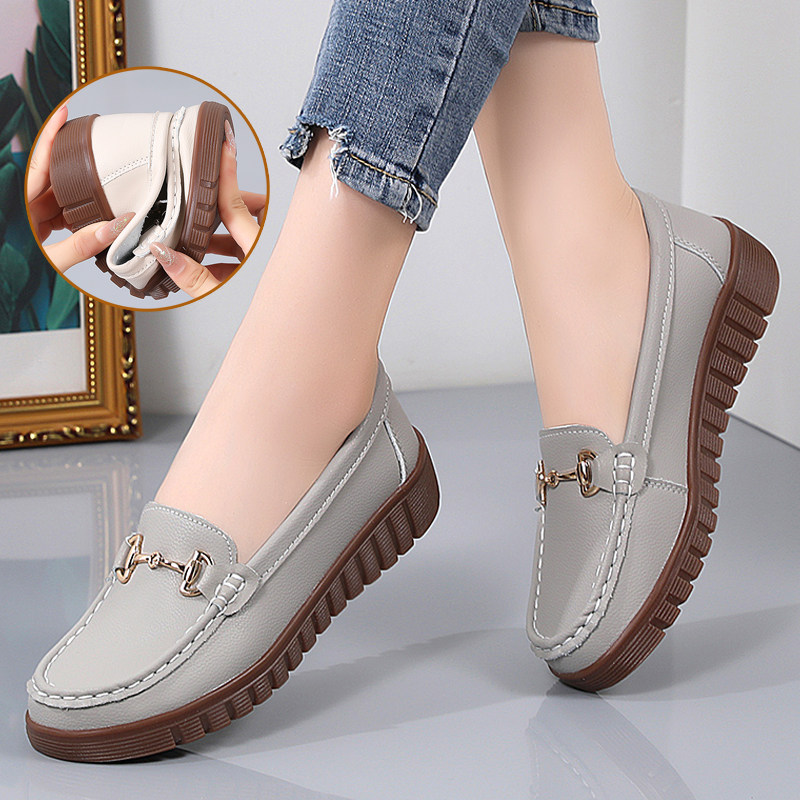 春季新款真皮软底豆豆鞋女舒适中老年鞋子女厚底牛筋底超软妈妈鞋,女鞋,浅口单鞋,淘宝优惠券,粉丝福利购,淘宝优惠卷