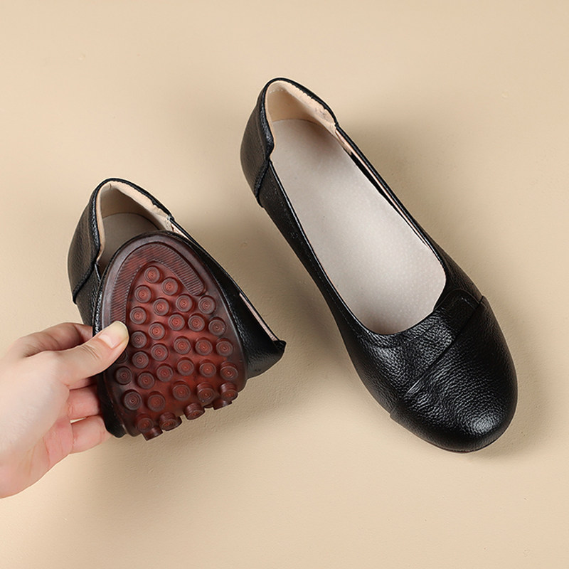 真皮豆豆鞋女轻便舒适牛筋底软底小皮鞋低跟平底一脚蹬懒人妈妈鞋,女鞋,乐福鞋（豆豆鞋）,淘宝优惠券,粉丝福利购,淘宝优惠卷