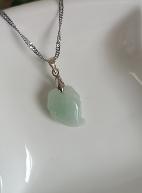 新品纯天然A货翡翠浅绿色蜜桃玉石吊坠项坠项链女款简约时尚个性
